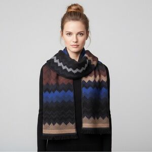 Missoni Black and Blue Zigzag Scarf